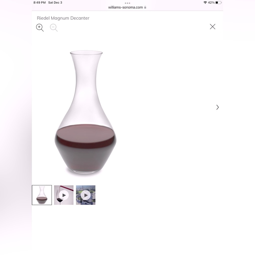 Riedel Magnum Carafe, German made crystal.